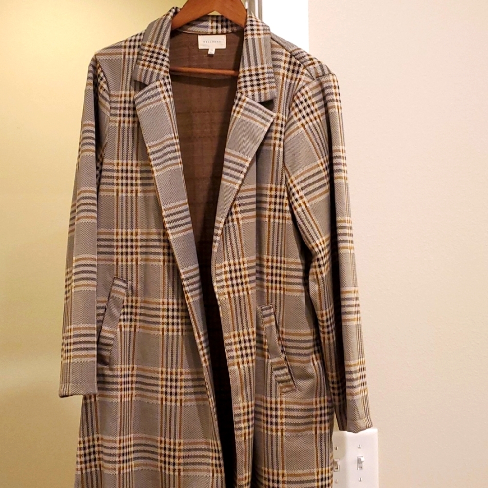 Melloday Long Unlined Jacket Plaid 1X